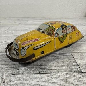 VINTAGE 1940'S MARX FRICTION WACKY TAXI TIN TOY CAR